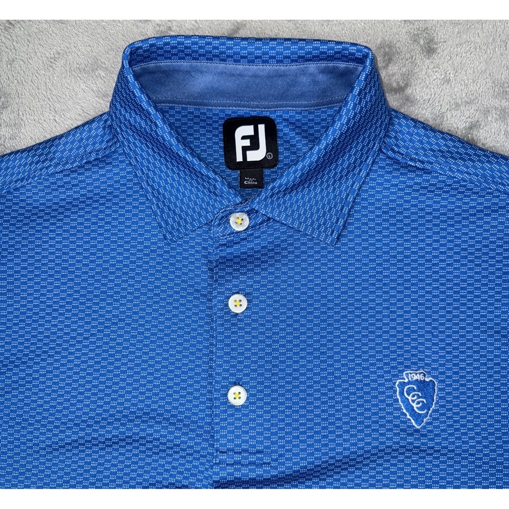 Footjoy Polo Shirt Mens Large Blue‎ Performance Lightweight Geometric Golf CCC